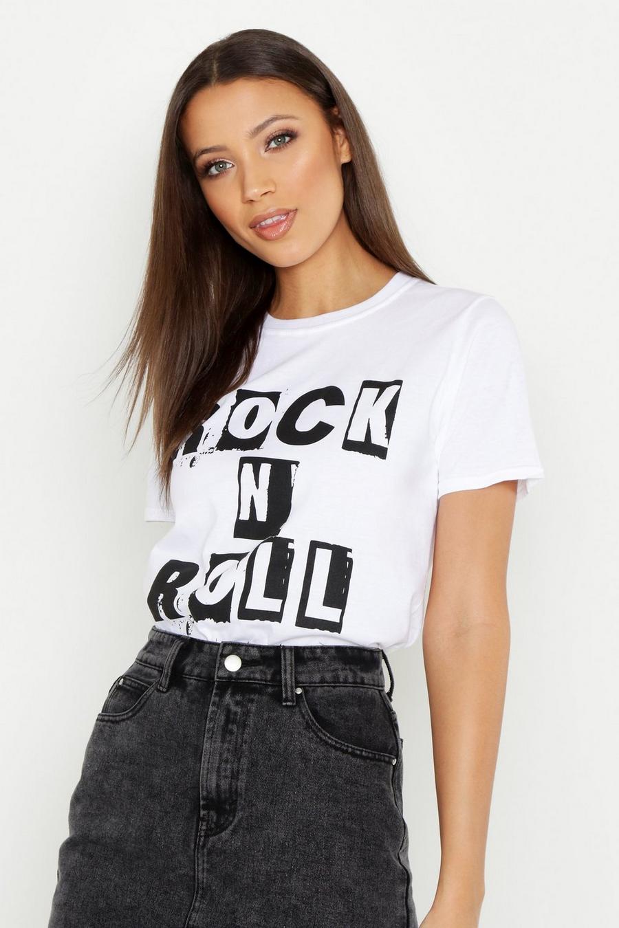 Tall Rock N Roll Slogan T Shirt image number 1