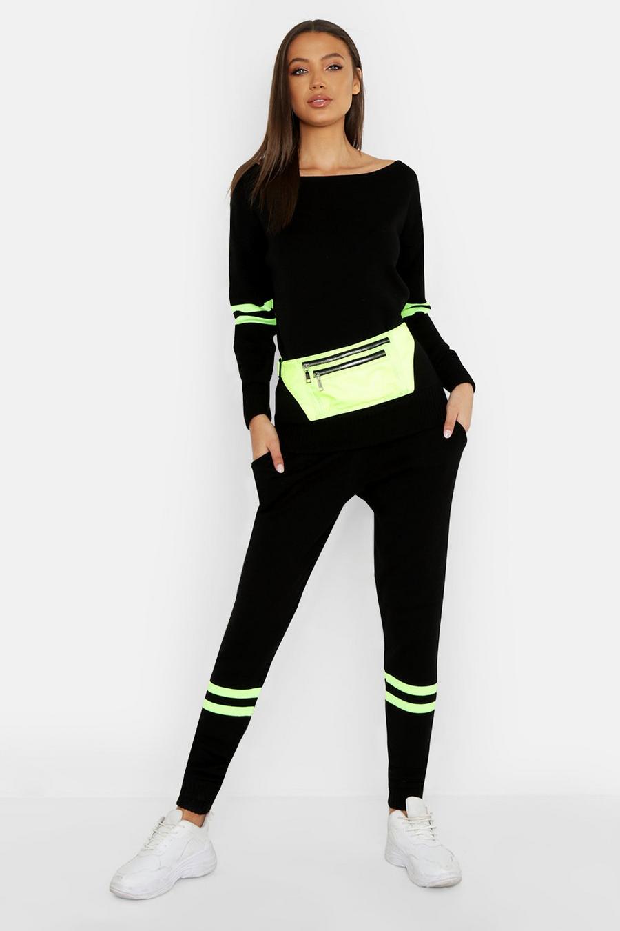 Tall Neon Stripe Knitted Lounge Set image number 1