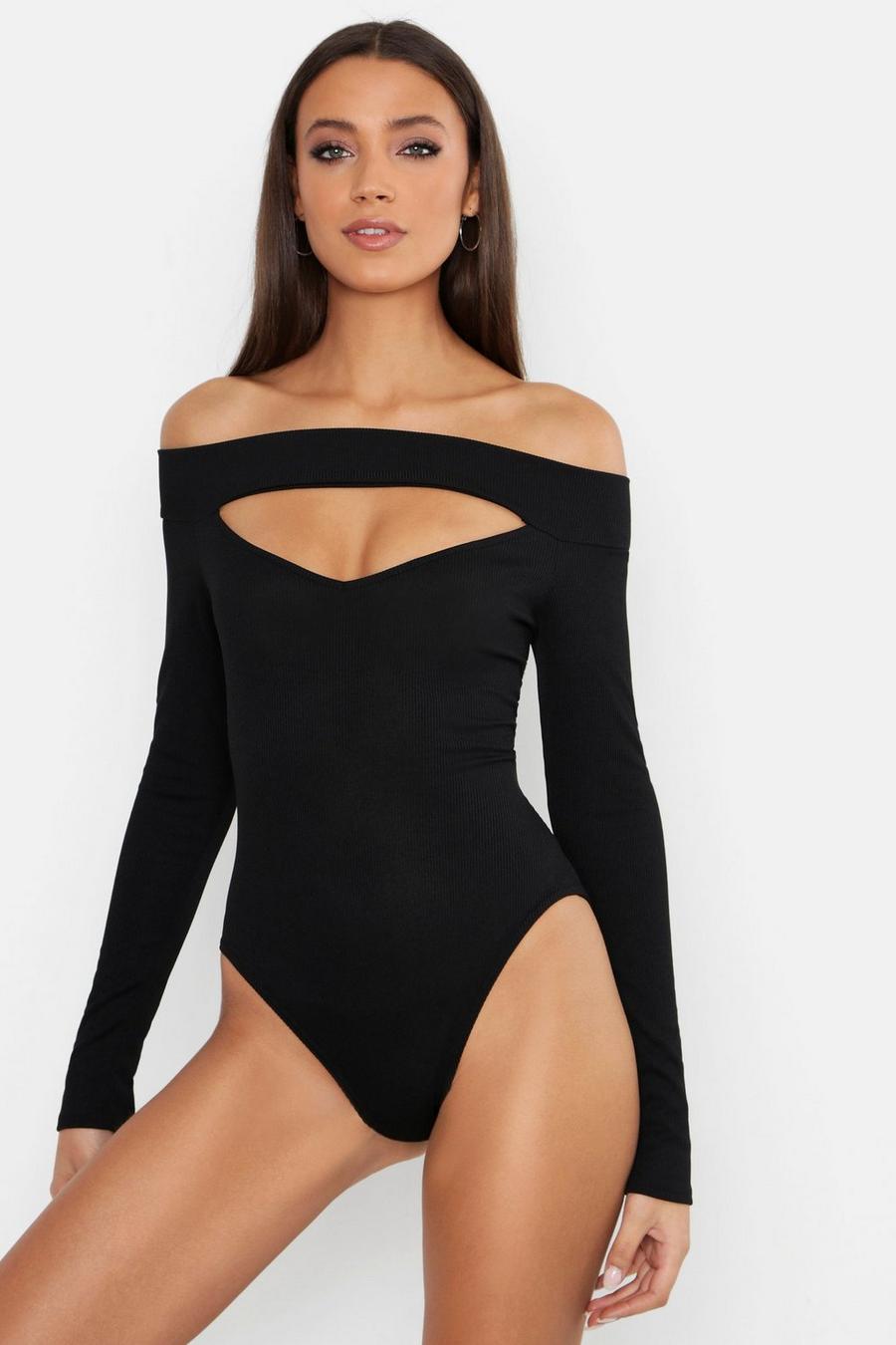 Tall Off The Shoulder Cut Out Rib Bodysuit image number 1