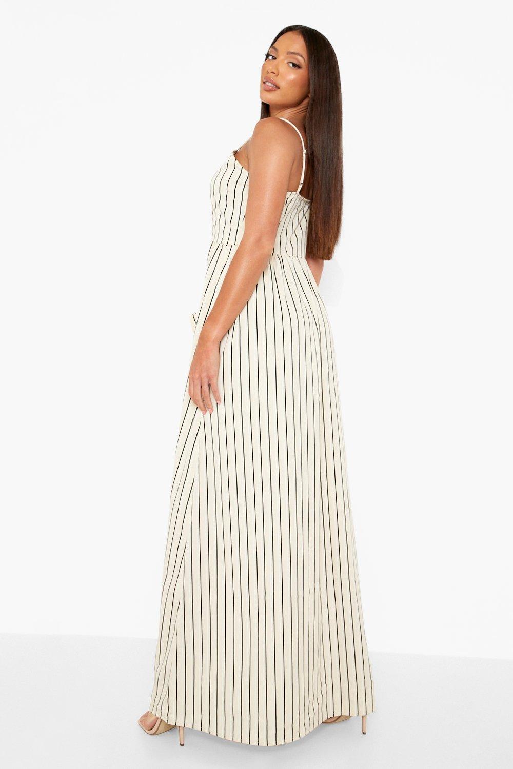 Striped maxi hot sale dress with pockets