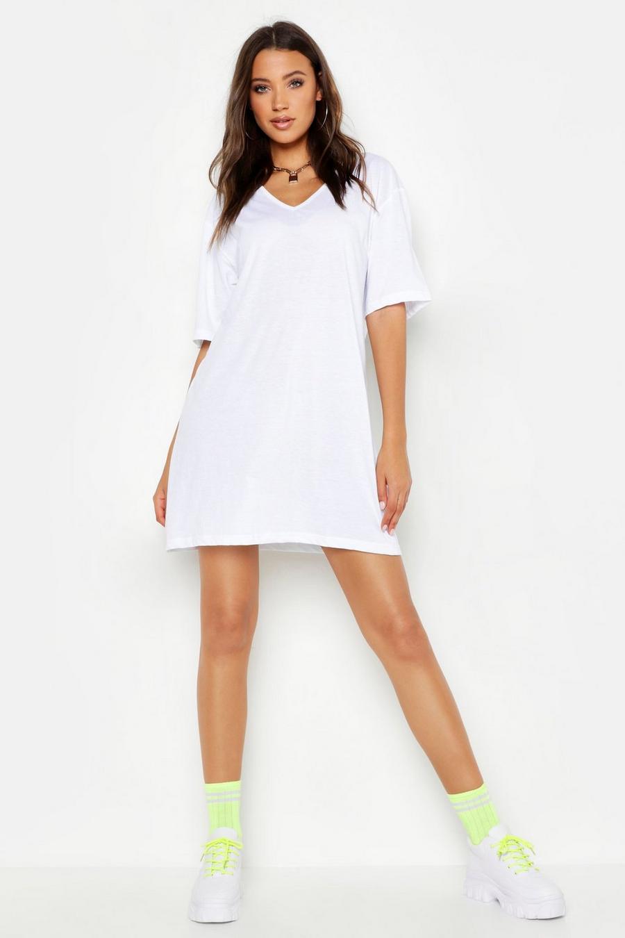 Tall Oversized T-Shirt-Kleid aus Baumwolle mit V-Ausschnitt image number 1