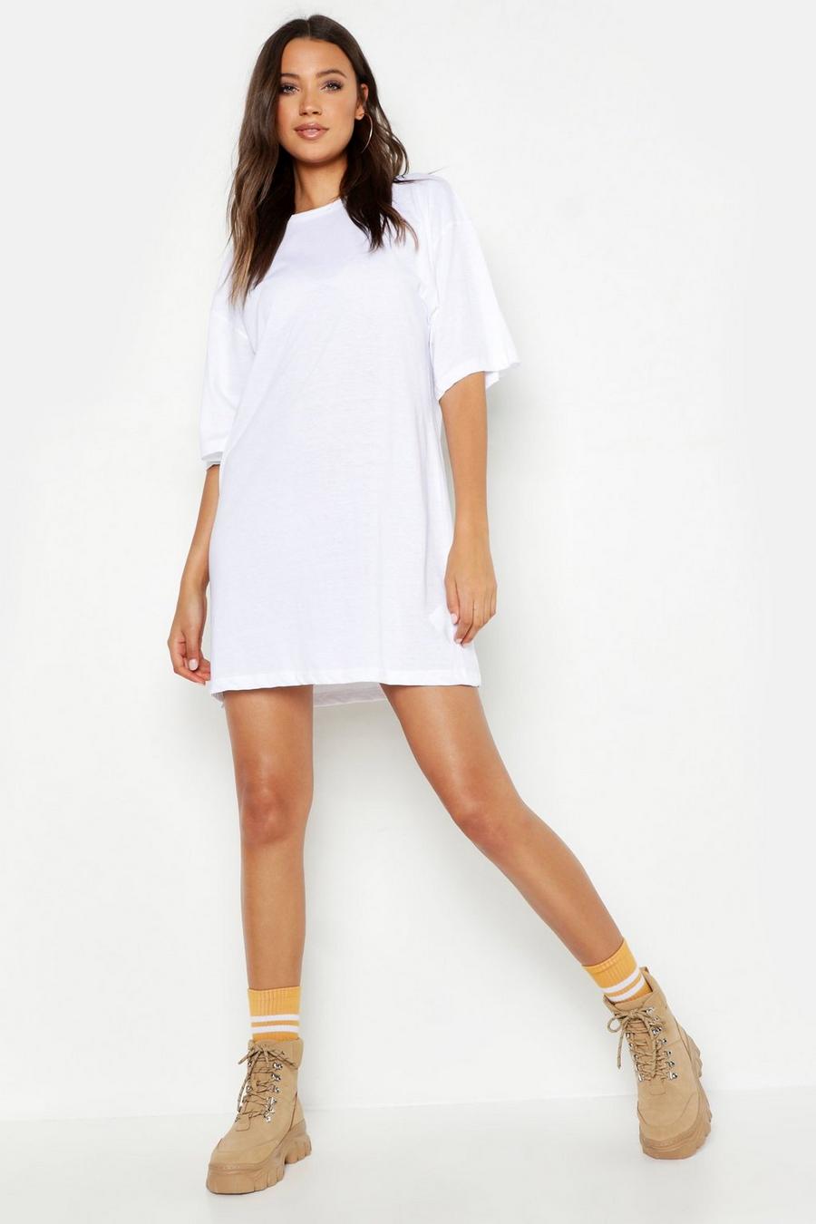 Tall Oversize T-Shirt-Kleid aus Baumwolle, Weiß