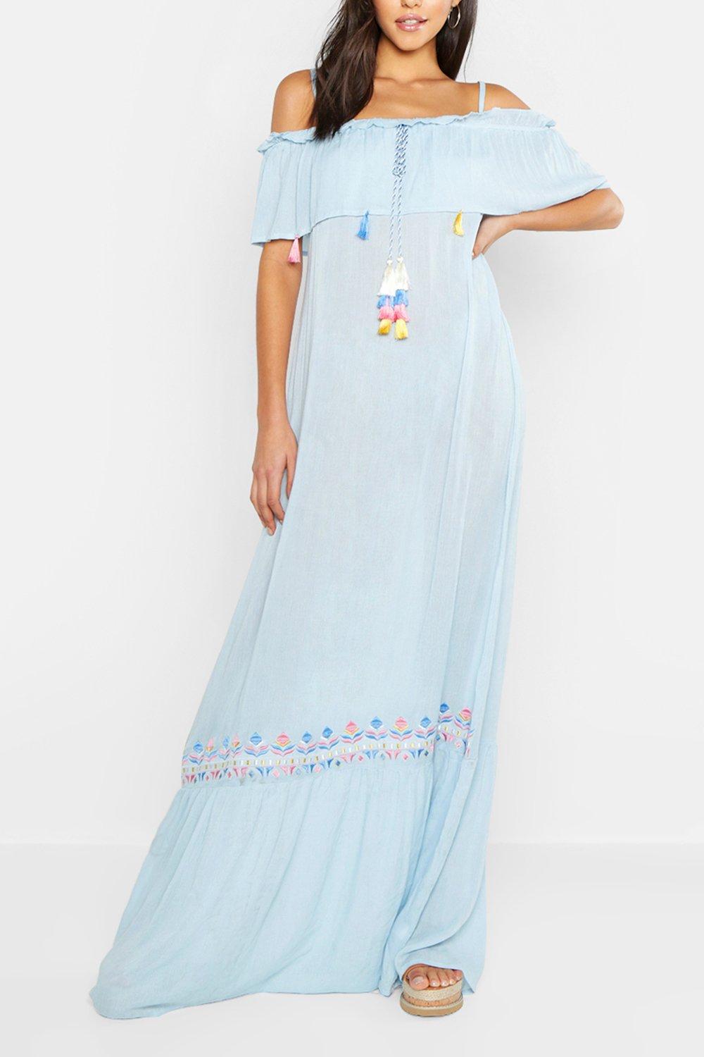 boohoo embroidered maxi dress