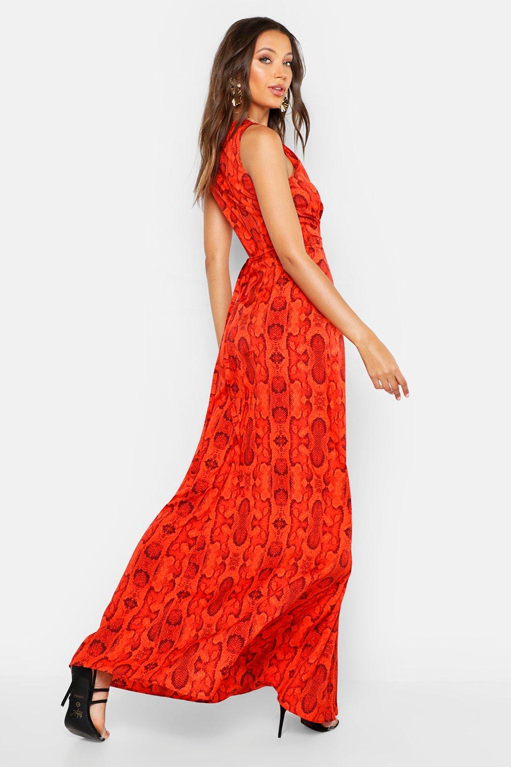 orange wrap maxi dress