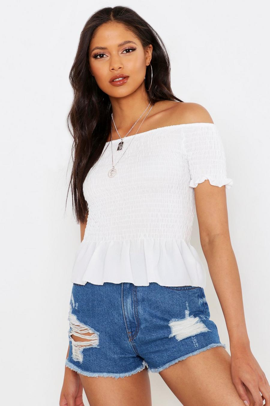 Tall Off The Shoulder Shirred Top image number 1