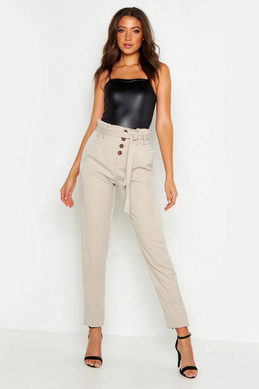 Tall Tie Front Button Tapered Pants image number 1