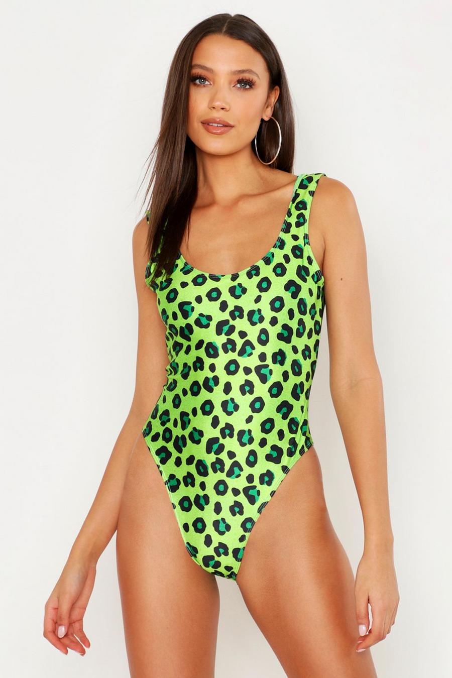 Neon-green Tall Neon Leopard Swimsuit image number 1