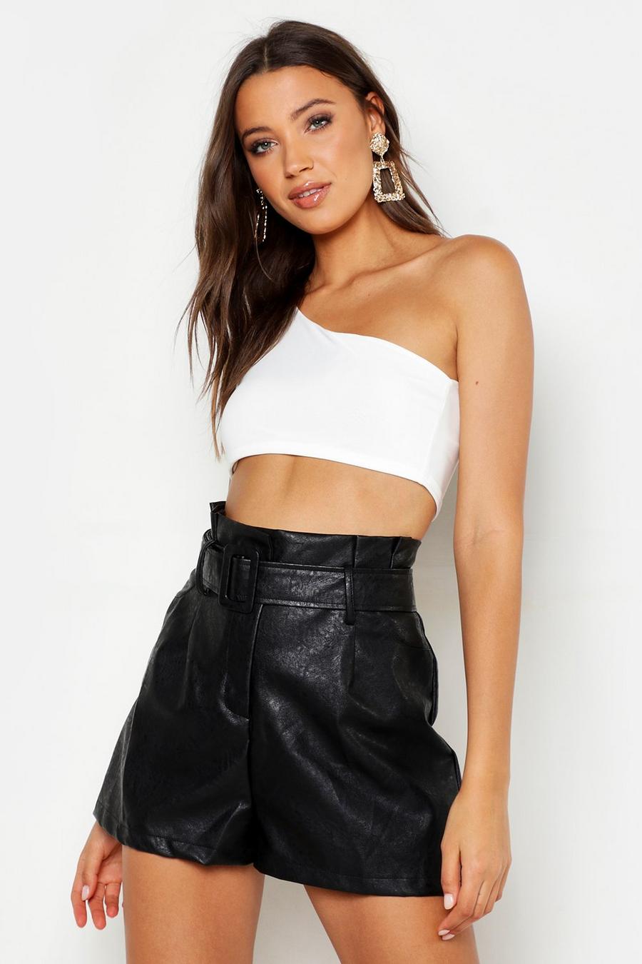 Tall One Shoulder Double Layer Crop Top image number 1