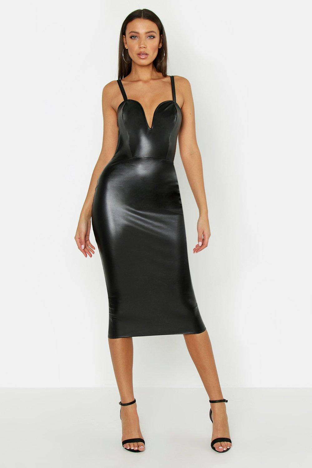 boohoo pu dress