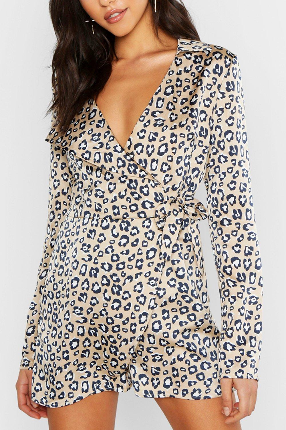 Missguided leopard best sale print playsuit