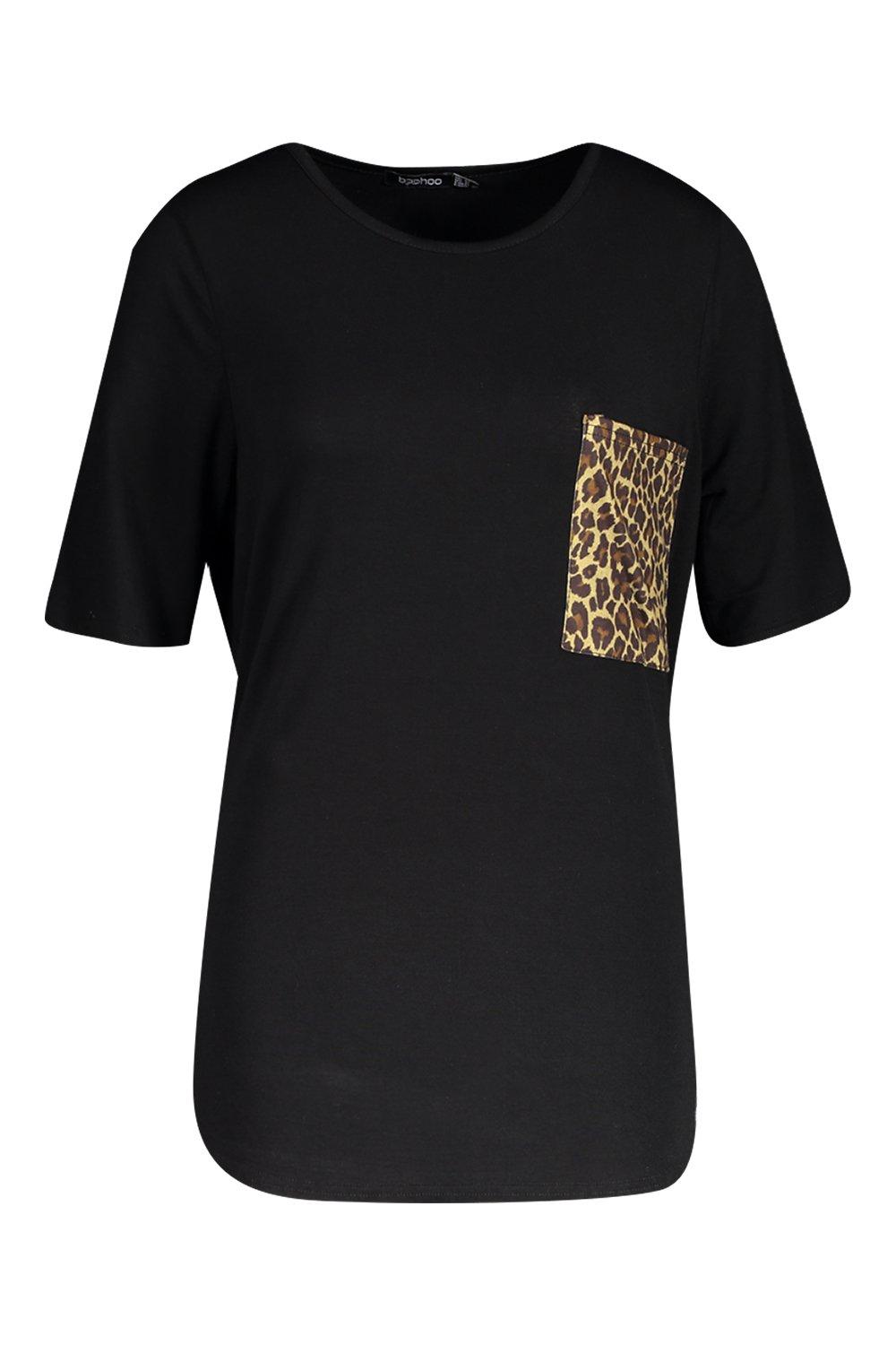 leopard print pocket t shirt