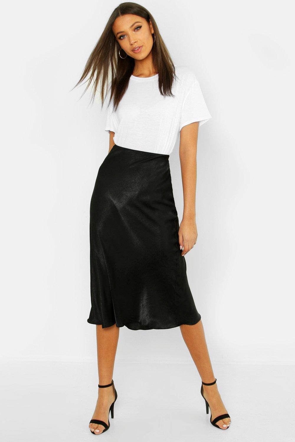 Black satin 2025 skirt boohoo