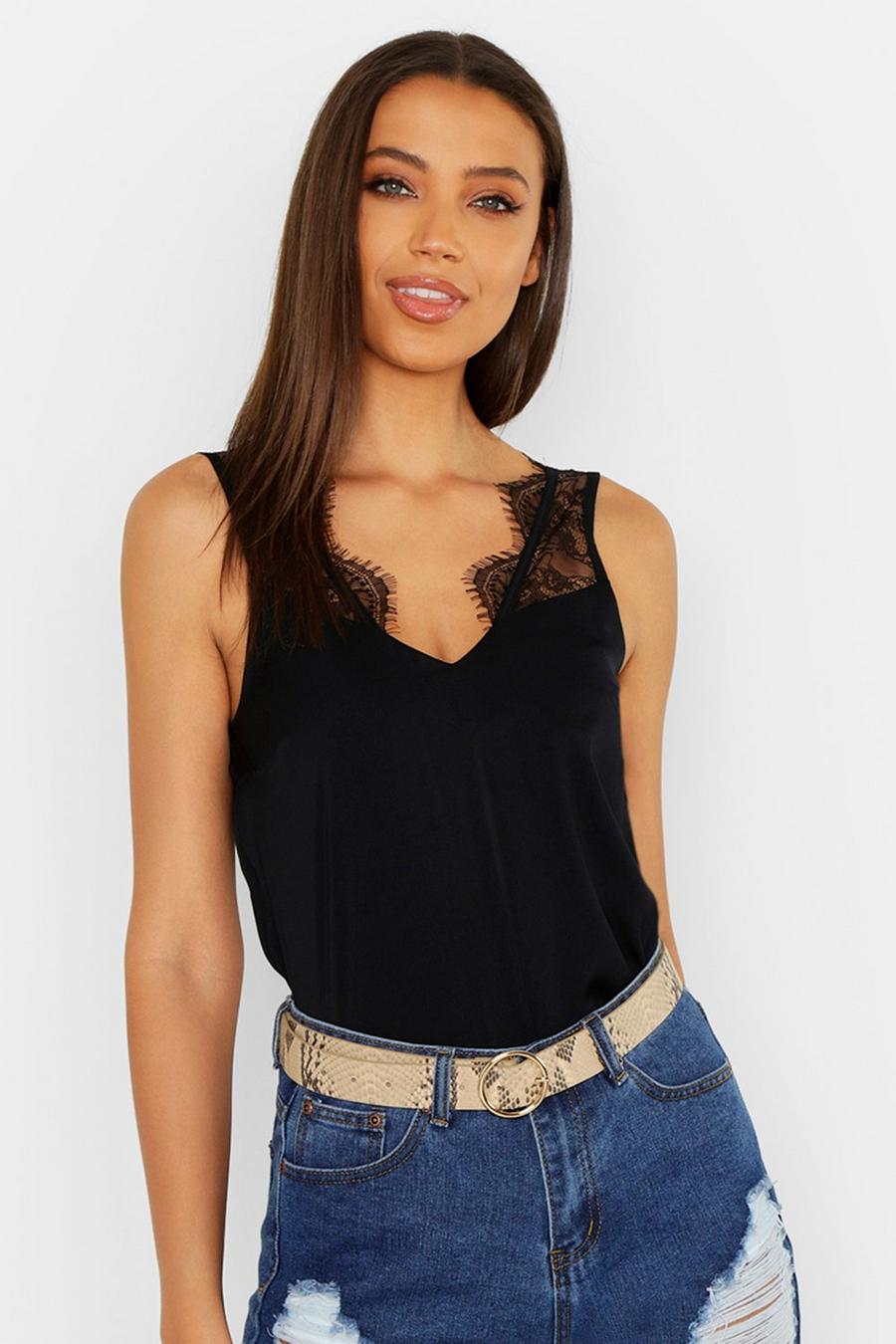 Tall Lace Trim Satin Cami image number 1