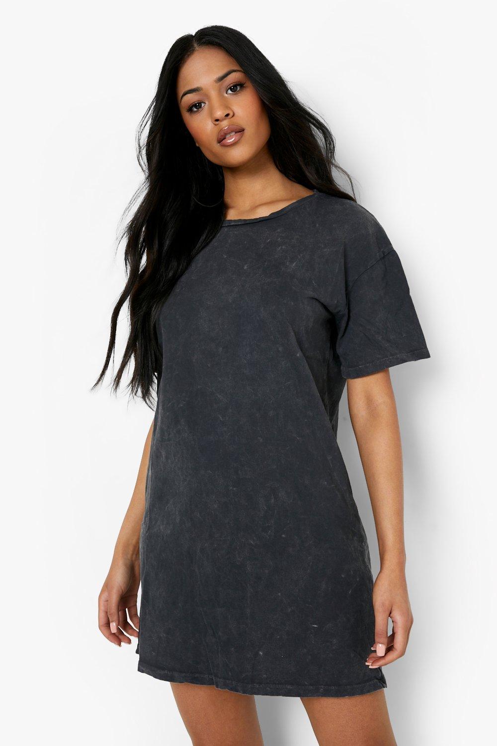 Boohoo black shop t shirt dress