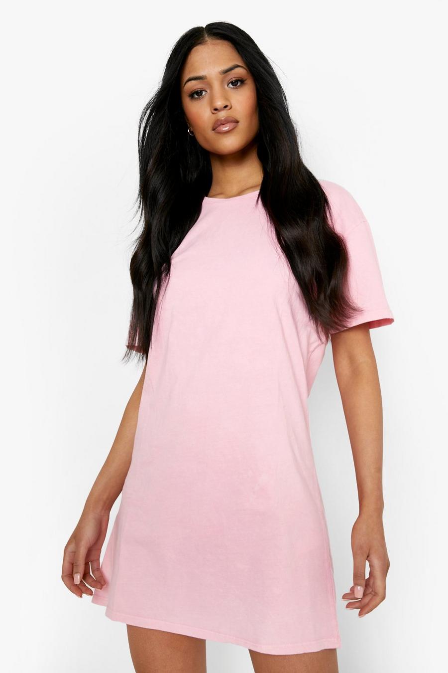 Pink Tall Acid Wash T-shirt Dress image number 1