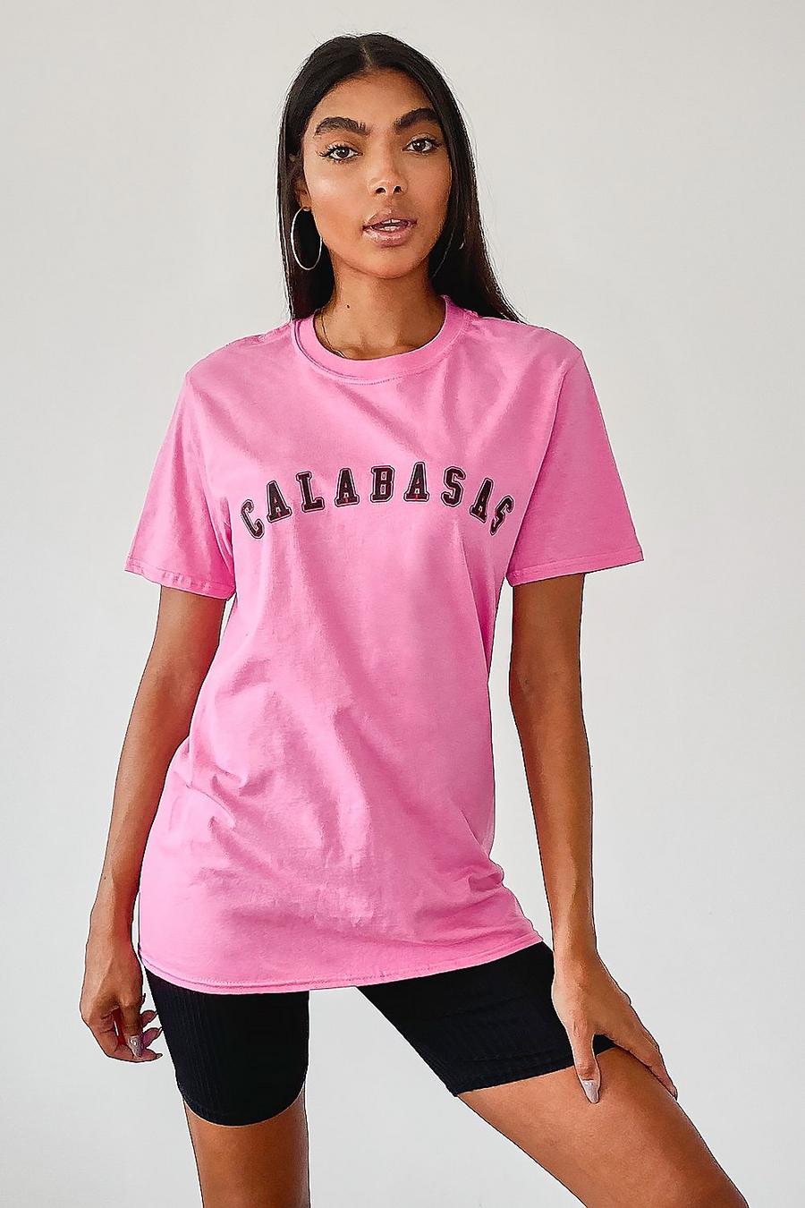 Camiseta Tall con eslogan de Calabasas, Azalea pink image number 1