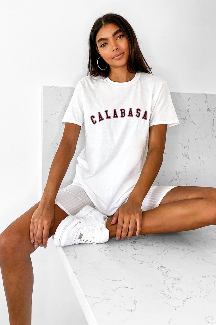 T-shirt con scritta Calabasas Tall, White image number 1