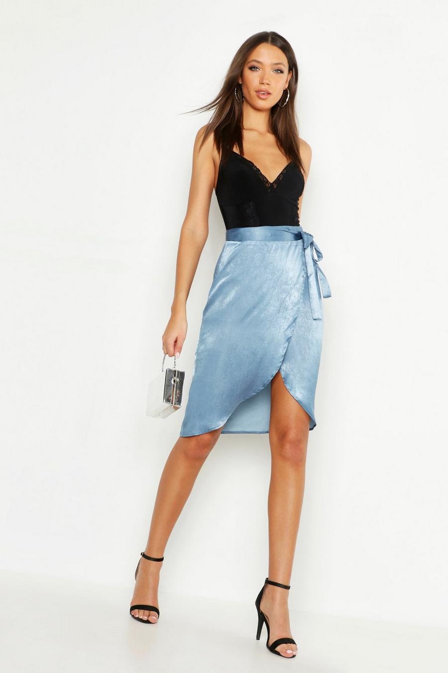 Tall Satin Wrap Midi Skirt image number 1