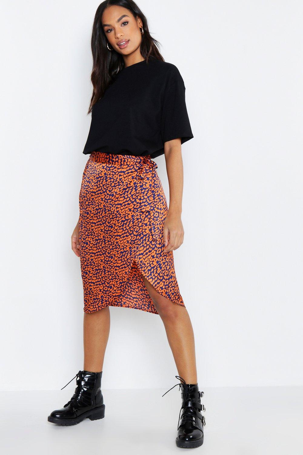 mid length leopard skirts tall
