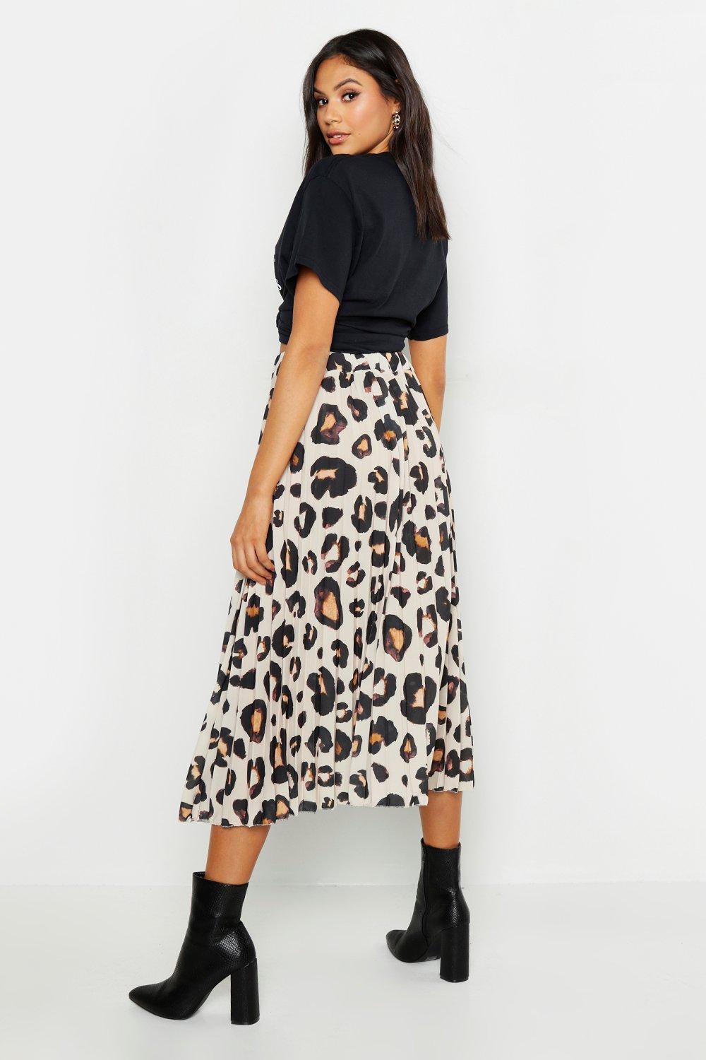 mid length leopard skirts tall