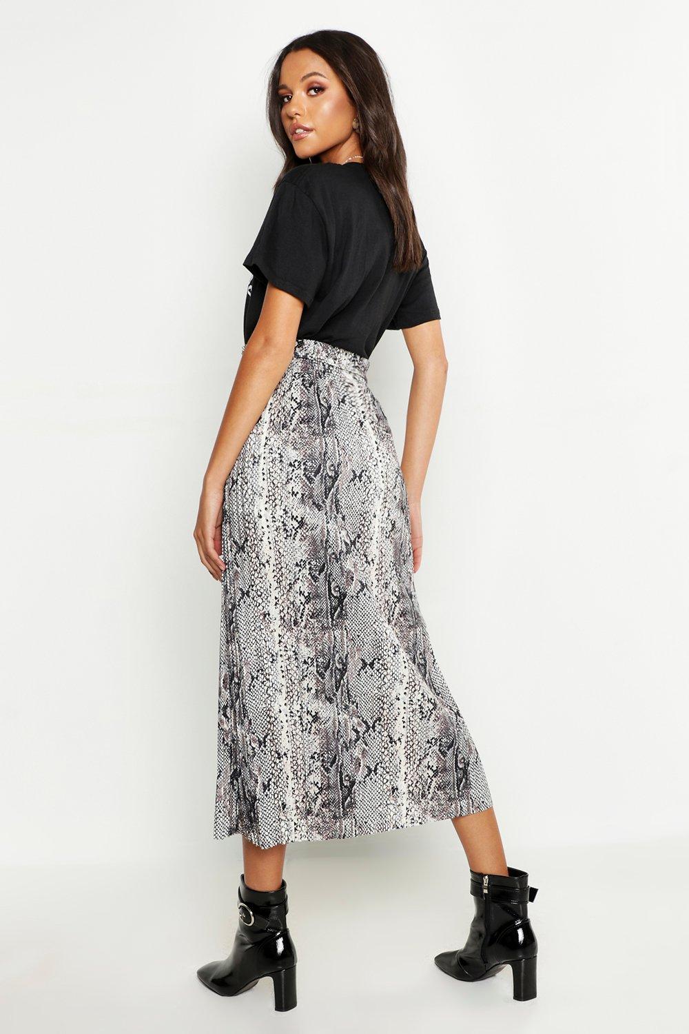 Grey snake store print midi skirt