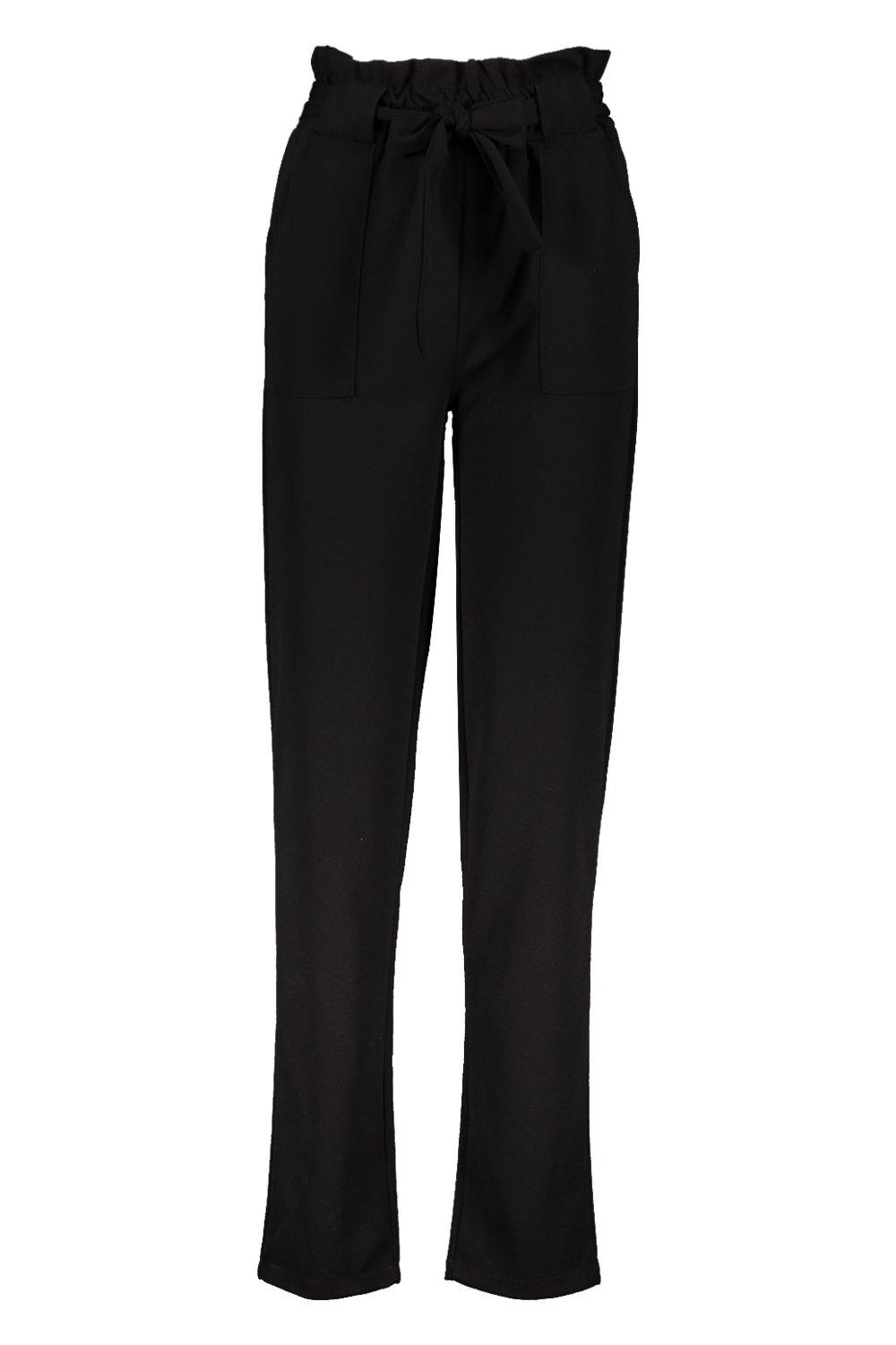  ShoSho Womens Paperbag Waist Slim Fit Pants Tie-Front High  Rise Trousers