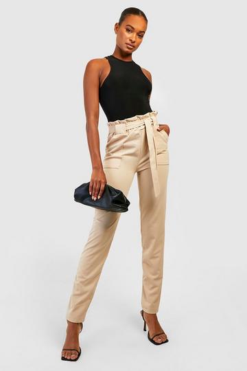 Tall Paperbag Waist Belted Pants stone