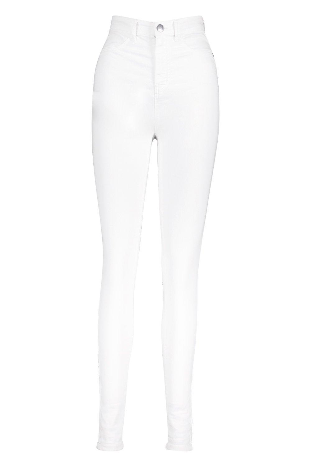 ASOS DESIGN rivington denim jeggings in white with pink star bum stitching  detail