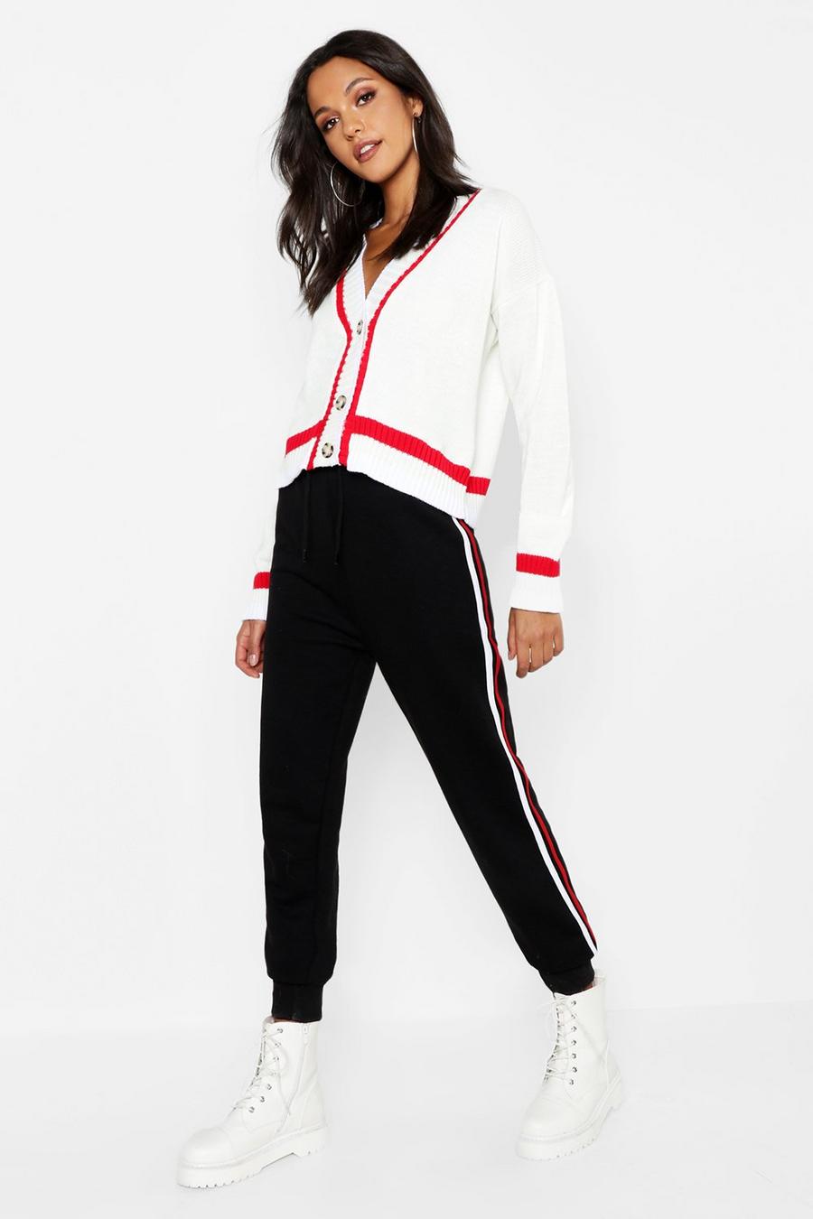 Tall Sports Trim Mock Horn Button Crop Cardigan image number 1