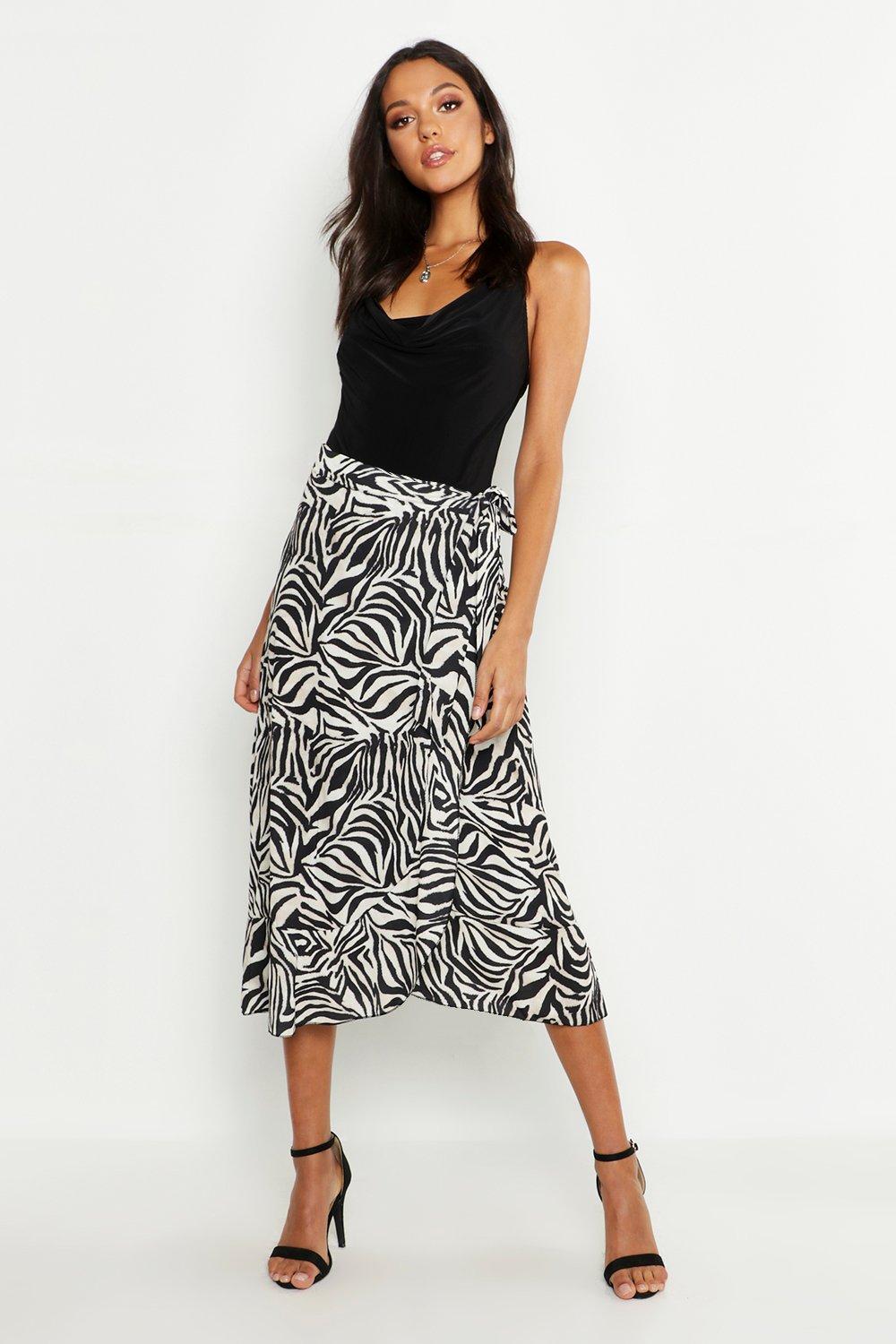 Women's Tall Zebra Print Wrap Skirt | Boohoo UK