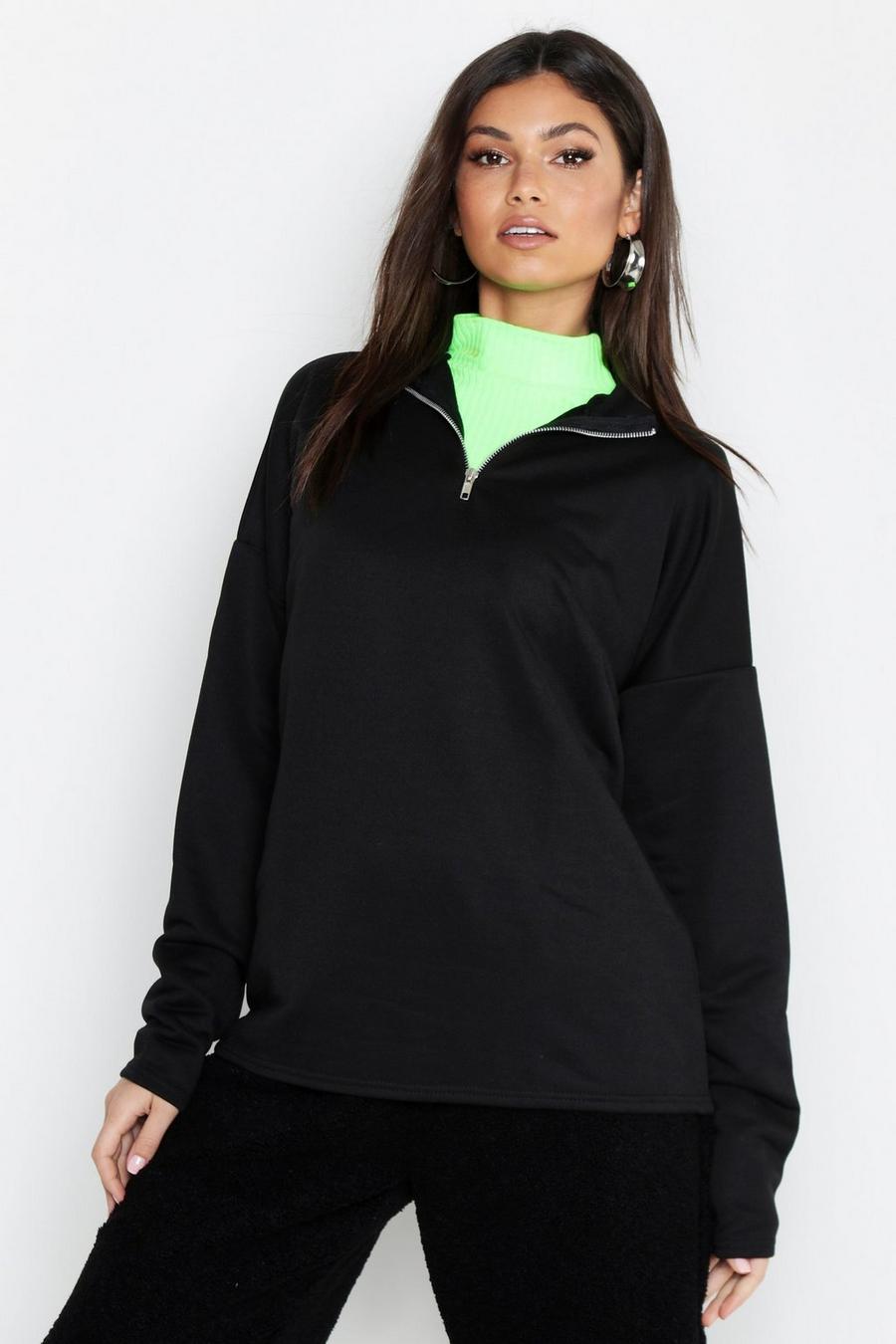 Tall High Neck Zip Front Sweat Top image number 1
