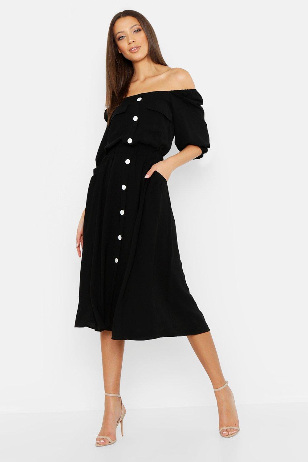 square neck button front dress