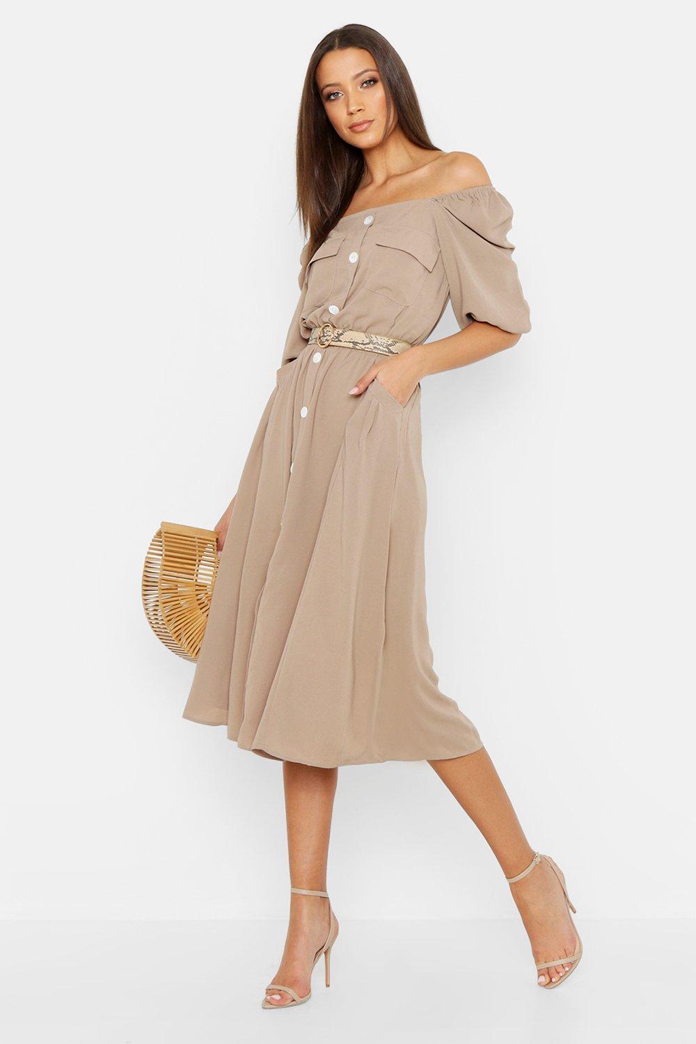 Square neck button front dress online