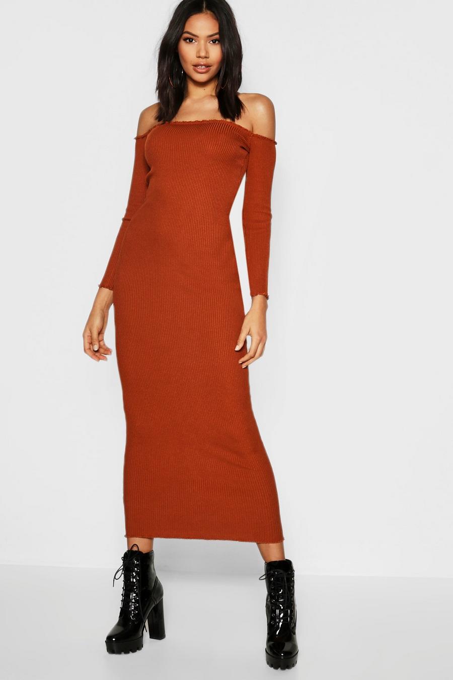 Tall Off The Shoulder Knitted Midi Dress image number 1