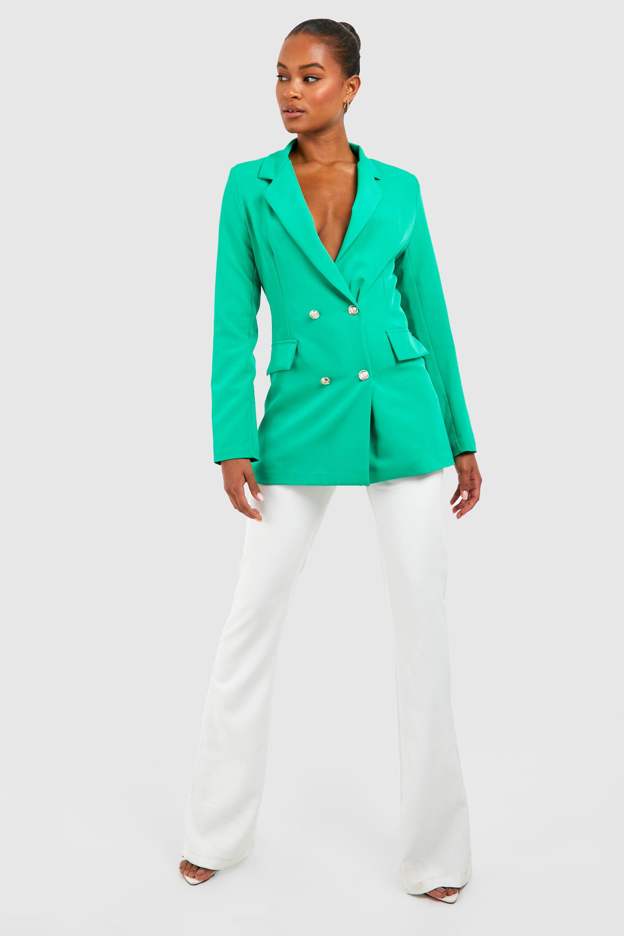 Zara - Tailored Double Breasted Blazer - Green - Women