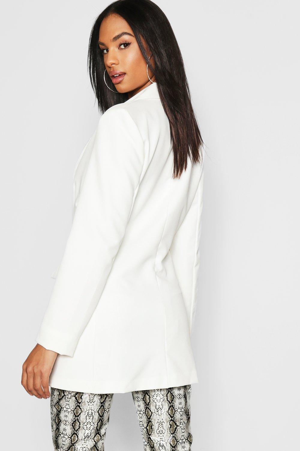 white longline tailored blazer