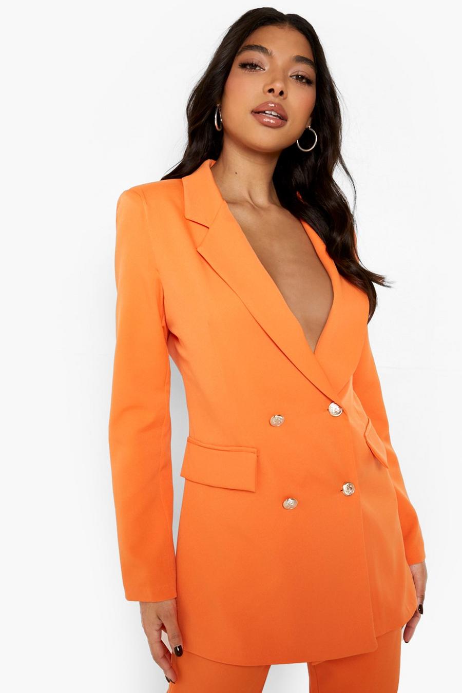 Orange Tall Button Detail Tailored Blazer image number 1