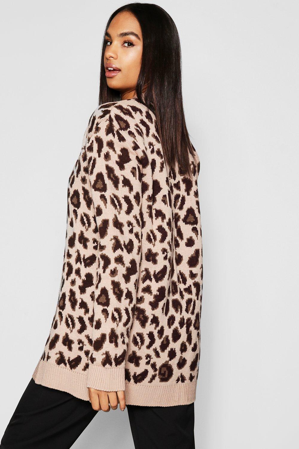 Leopard print cardigan outlet boohoo