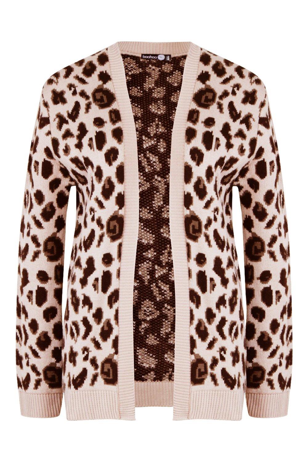 Leopard print cardigan outlet boohoo