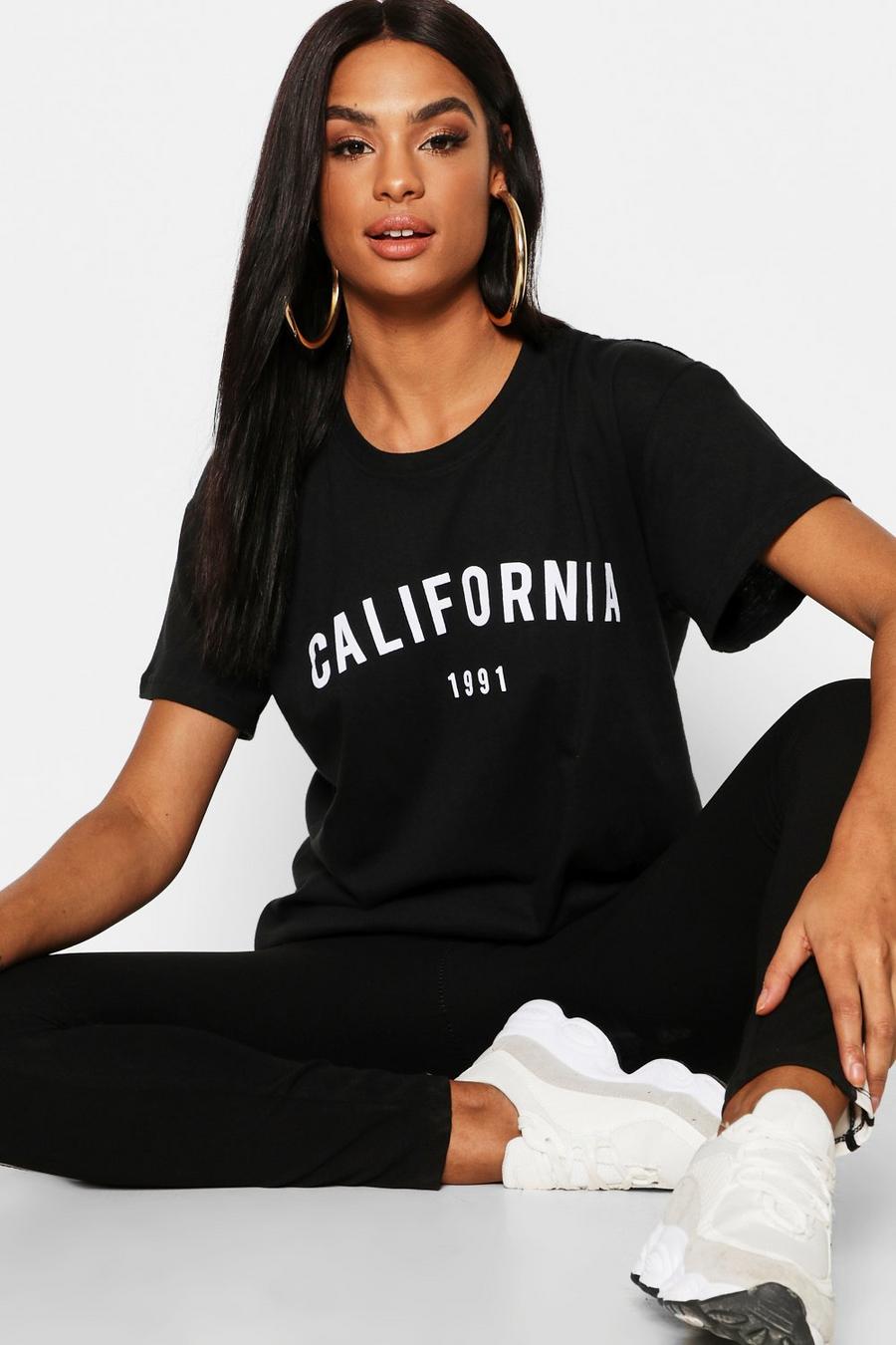Black Tall California 1991 Slogan T-Shirt image number 1