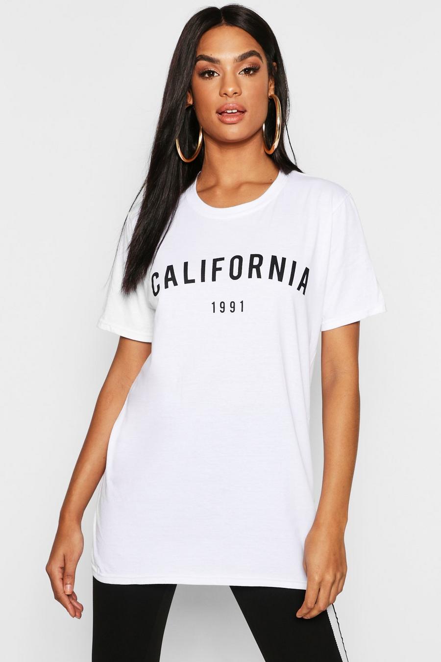 Tall T-Shirt mit California 1991 Slogan, Weiß image number 1