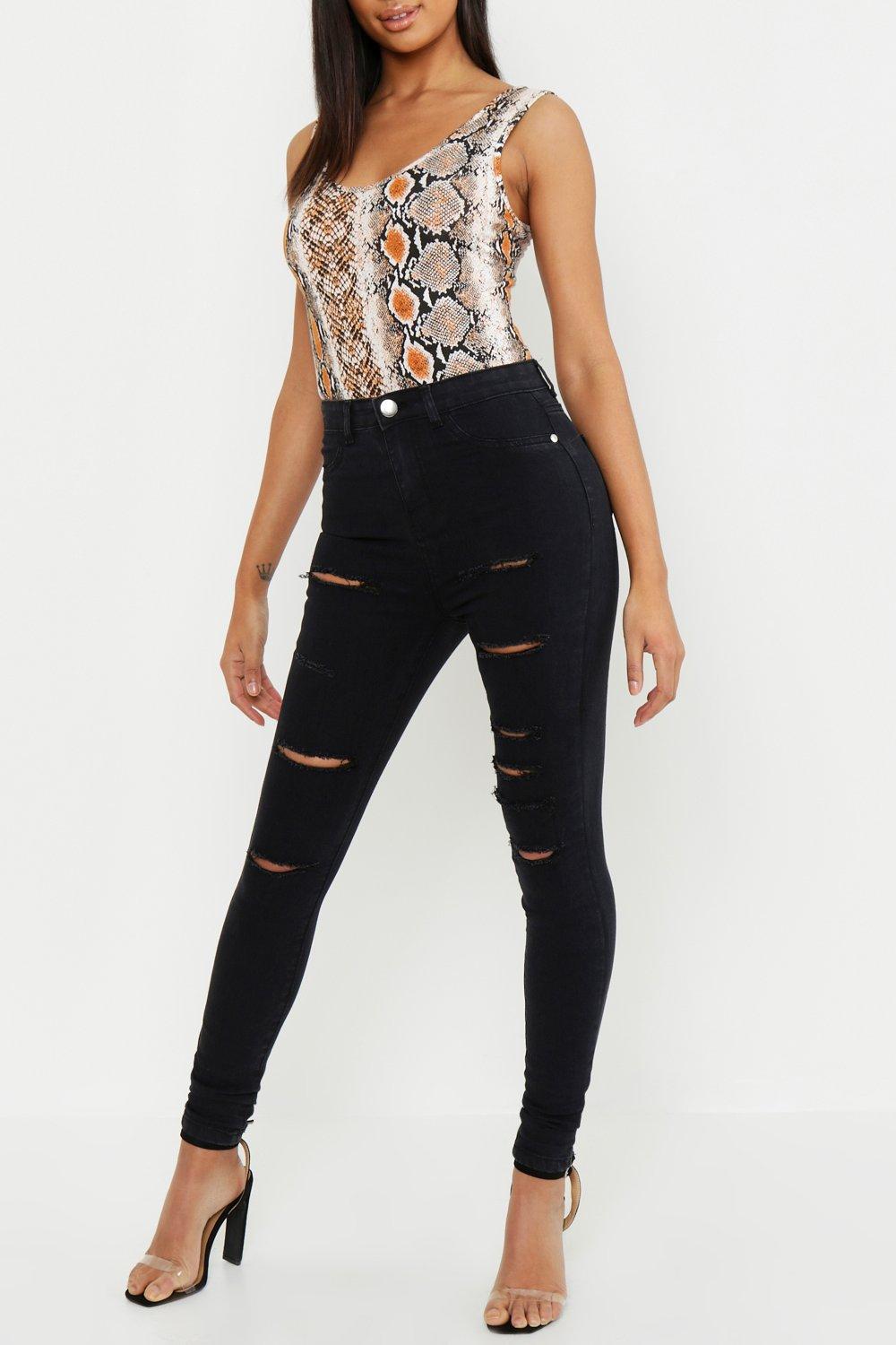 black slash ripped jeans