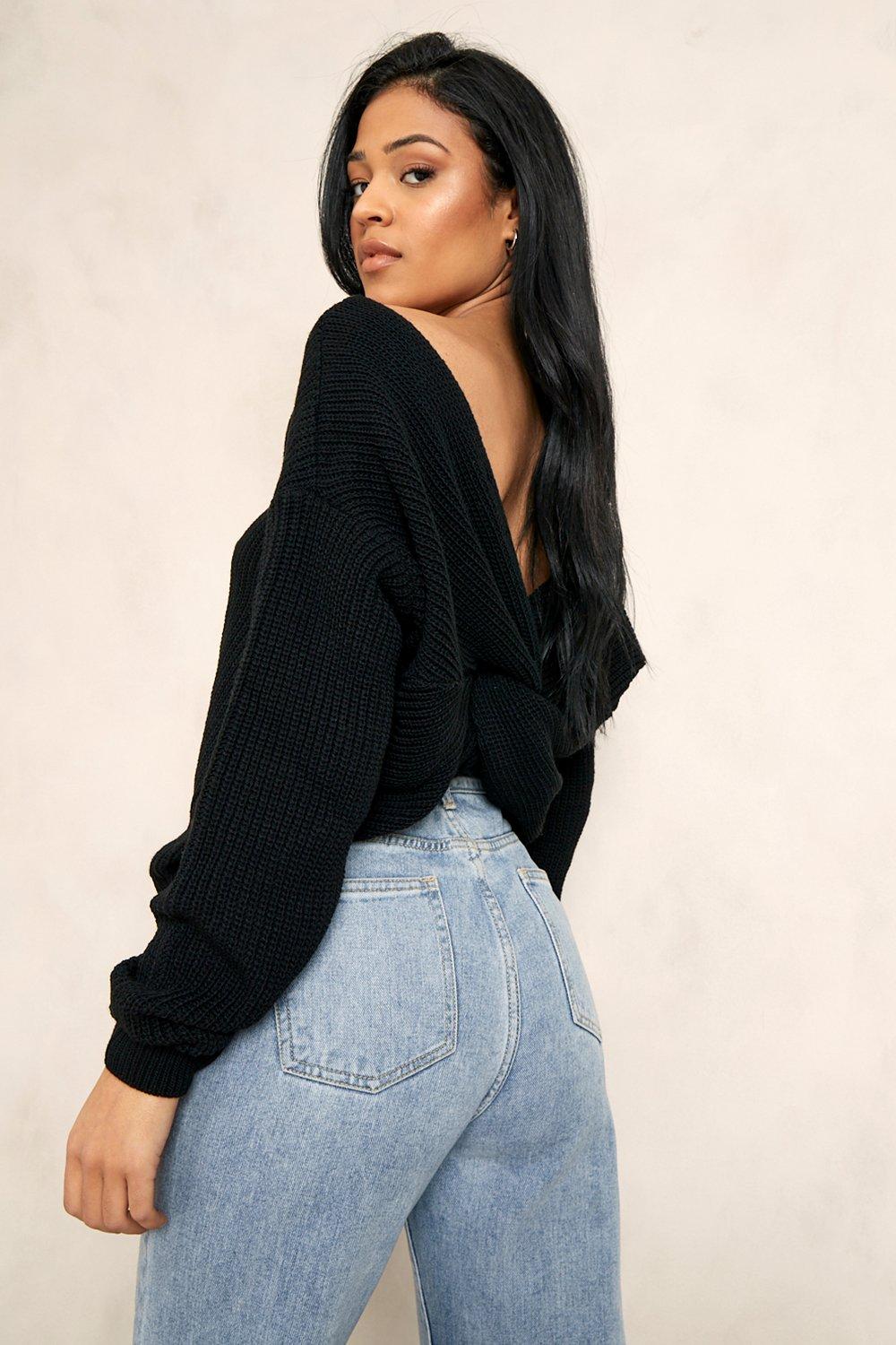 Black twist 2025 back sweater