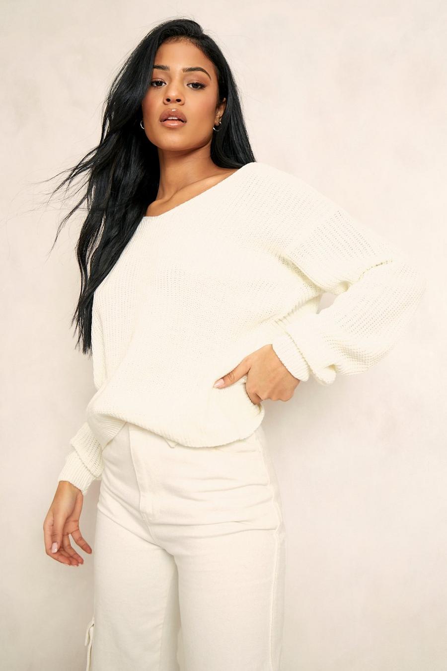 Tall Pullover mit Twist, Creme image number 1