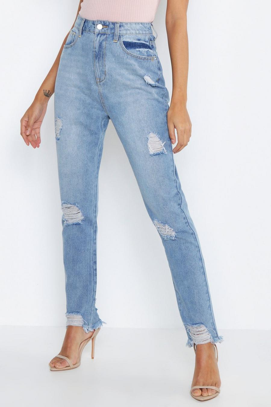 Lange Jeans mit geradem Bein in Used-Optik image number 1
