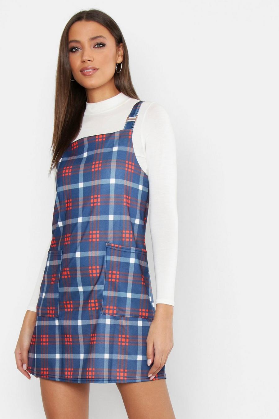 Tall Check Print Buckle Pinafore Dress image number 1