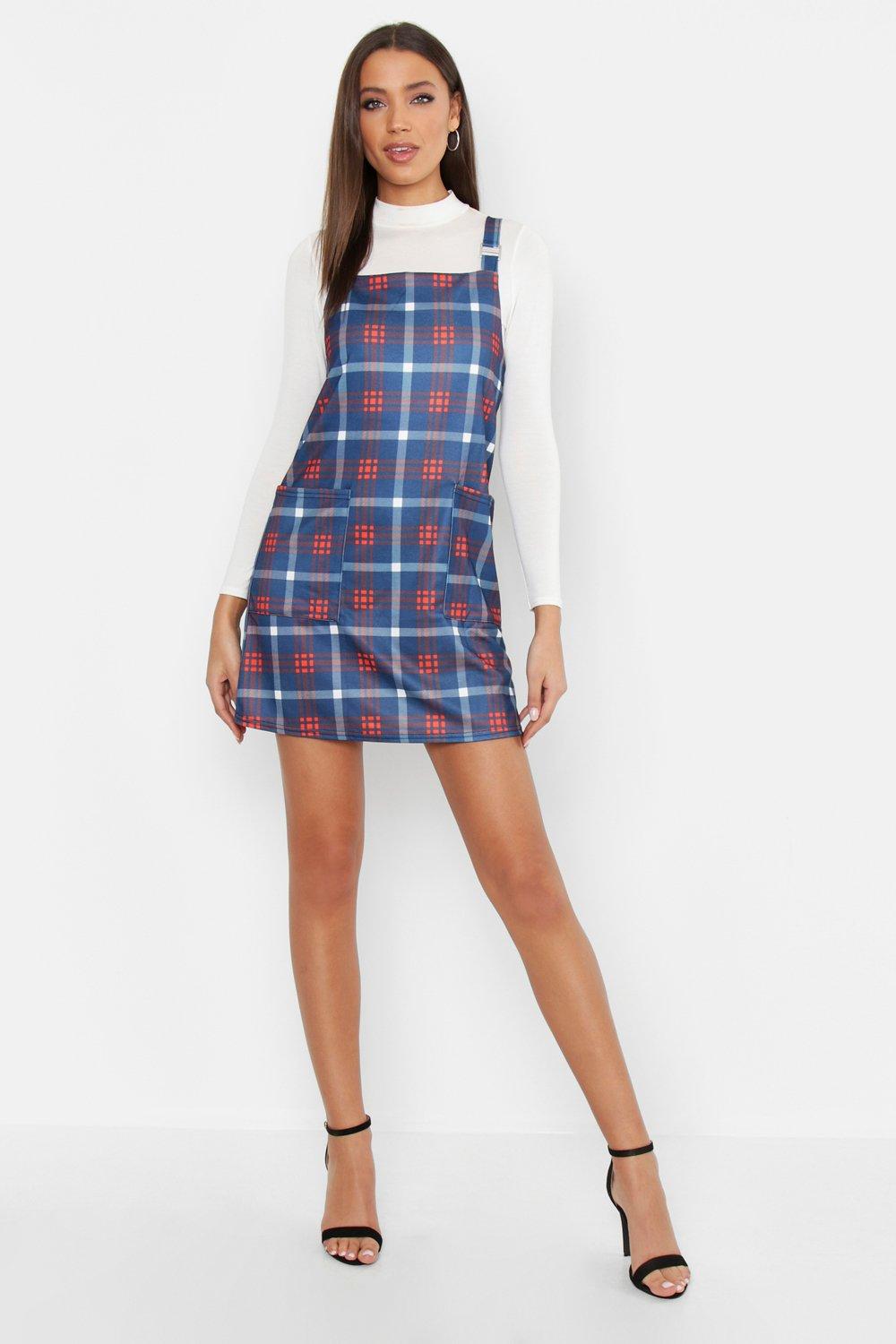 Check buckle shop pinafore dress