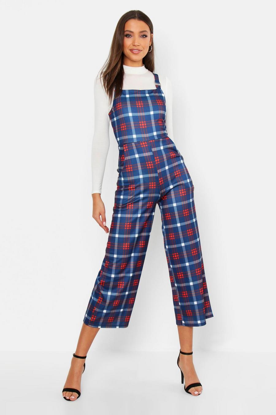 Tall Check Print Pinafore Culotte Jumpsuit image number 1
