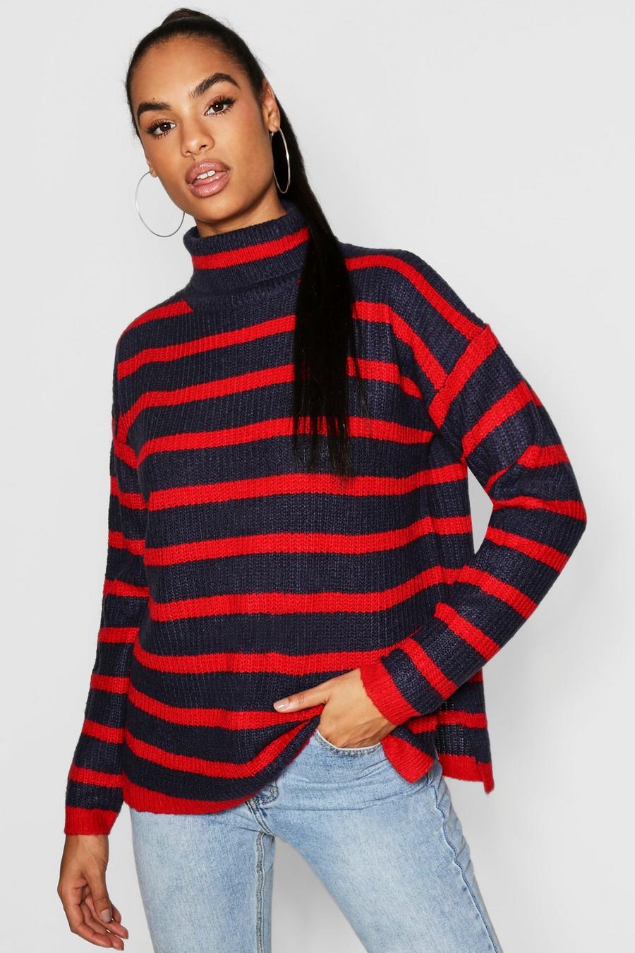 Tall Stripe Turtle Neck Sweater image number 1