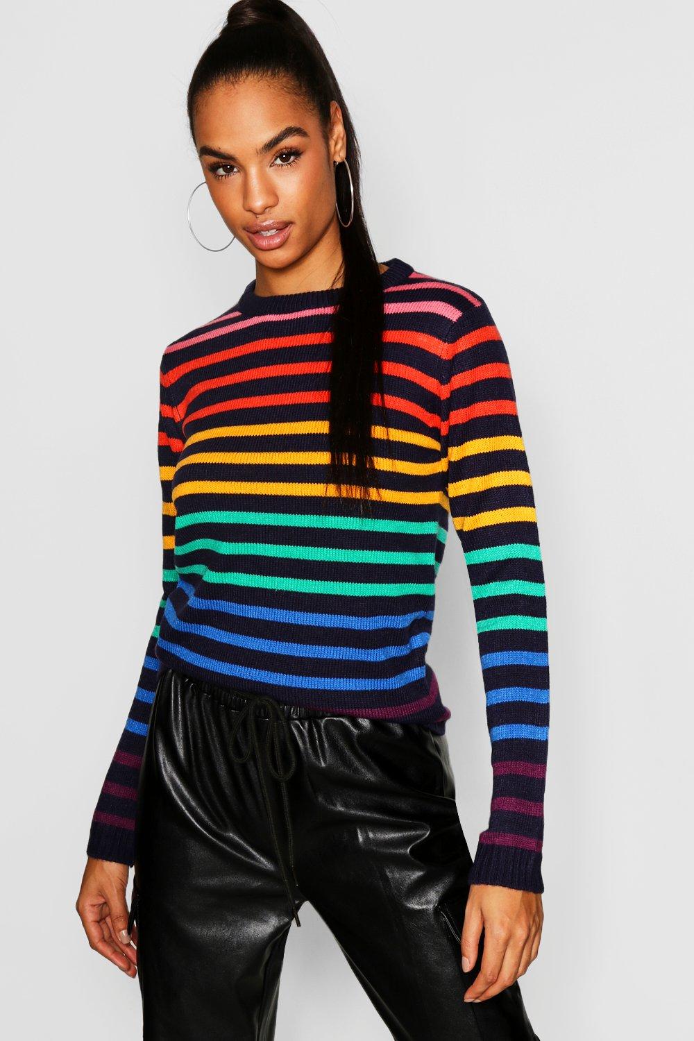 boohoo rainbow jumper